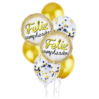 China 18 Inch Round HAPPY BIRTHDAY Shape Printing Spanish Happy Birthday Foil Balloons With Various Style For Birthday Party Decoration for sale