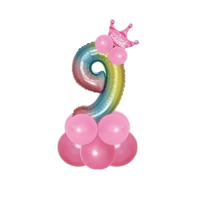 China Birthday Set Cute 32 Inch Happy Birthday Big Number Decoration Digit Balloons Statue Pink for sale