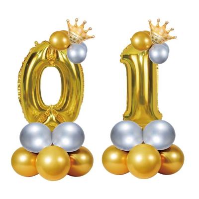 China Wholesale 0-9 Birthday Set of 32 Inch Rose Gold Mylar Foil Number Balloons for sale