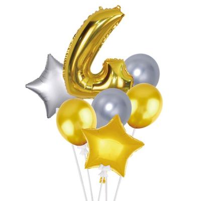 China Birthday 32inch Large Foam Gold Silver Number Foil Balloons Digit Ballon Numbers Balloons For Party Decoration for sale