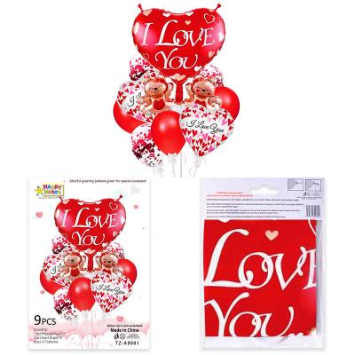 China Hot Sale Wholesale 17 Inch 9pcs Foil Foil I Love You Balloons For Kids for sale