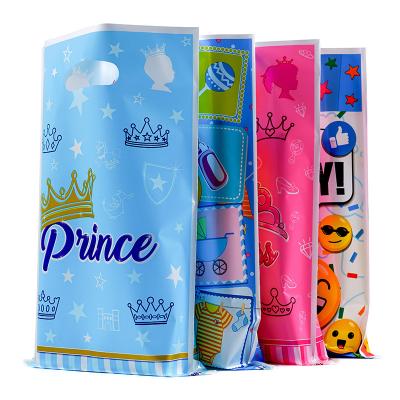 China Reusable Plastic Die Cut Party Trophy Shopping Bag Color Party Gift Bag Reusable Plastic Die Cut Bag for sale