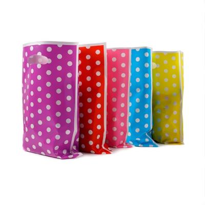 China Recycled Materials Like Colors Eco-Friendly Dots Plastic Gift Bags With Various Fashion Custom Logo Designs Small MOQ for sale