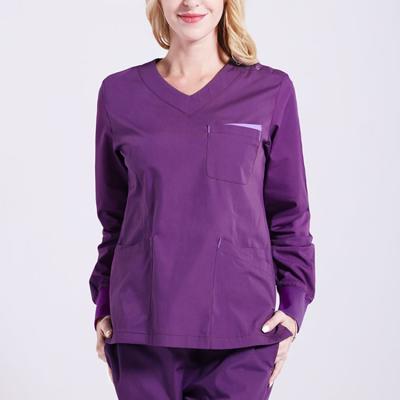 China Top+Pant 2021 Stylish Doctor Long Sleeve Scrubs Uniforms With Logo Embroidery Print for sale