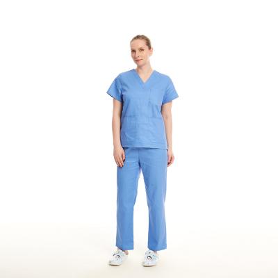 China Top+Pant 65% Polyester 35% Cotton Blue Colors Hospital Uniform Designs Doctors Uniform De Scrub Suits For School Students for sale