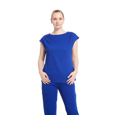 China New Style Ladies o Neckn Urse Pants Uniform Designs Royal Blue Royal Blue Elegant Top+Pant Free Sample Nurse Scrub Suits for sale