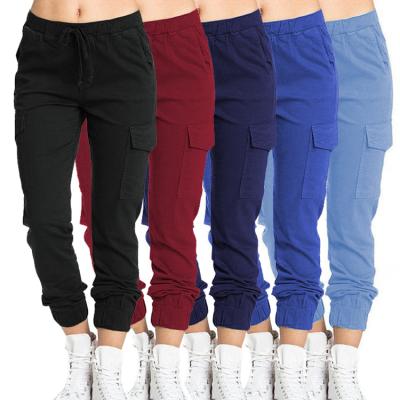 China Anti-Wrinkle Women's Joggers High Quality Elasticity Pocket Polyester Cargo Jogger Pants Male Pants Women for sale