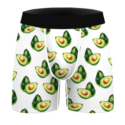 China 2021 Cartoon Printing Antibacterial Summer Avocado Polyester Elasticity Funny Spandex Adult Boxer Briefs for sale