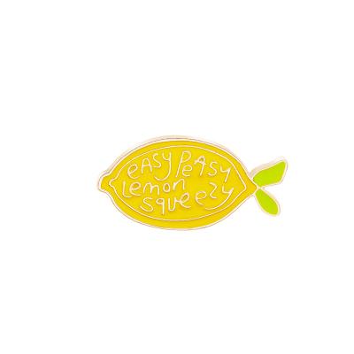 China Christmas Gold Plating Iron Metal Design Cartoon Bitter Lemon Fruit Enamel Zinc Alloy Pins for sale