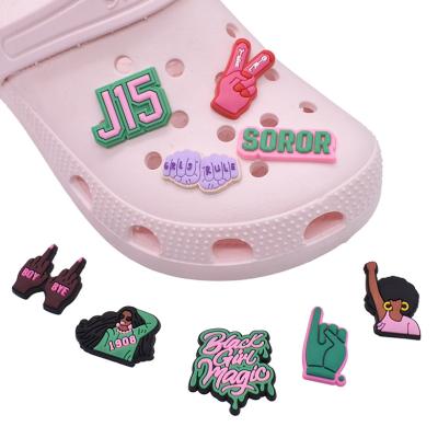 China Eco - Friendly Women Garden Shoes Popular Letter PVC Shoes Charm For Host for sale