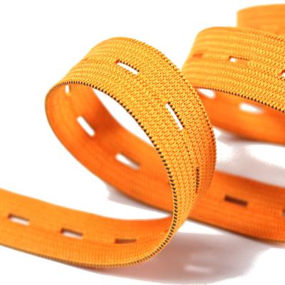 China Viable factory buttonhole custom woven elastic band, adjustable webbing band for pregnant for sale