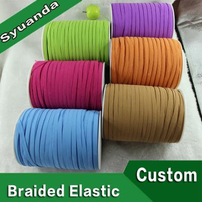 China Durable Bulk Colored Flat Braided Polyester Elastic Band For Notebook for sale