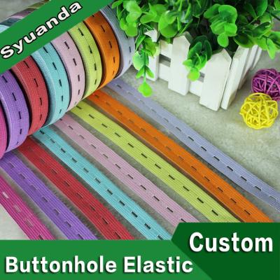 China High Viable Good Quality Popular Narrow Woven Webbing Knitted Elastic Band With Button Holes For Kids Use Garment Accessories for sale