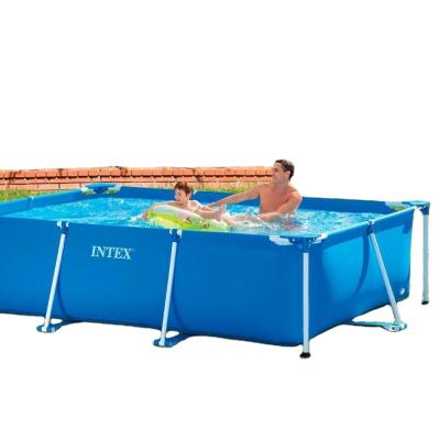 China 2021 Intex Large Rectangular Outdoor Family Play Pool Above Ground Rectangular Frame Pool Outdoor Swimming for sale