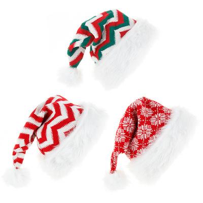 China High Quality Christmast Ornament Plush Striped Santa Holiday Decoration Adult Christmas Hat for sale