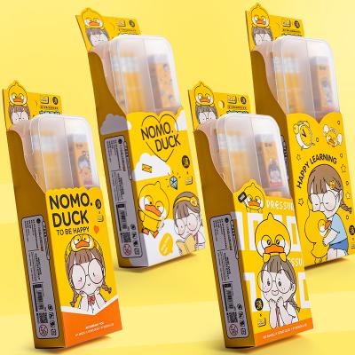 China Maihe Nomo Duck Back To School Children Cute Cartoon Kids Pencil Gift School Supplies Pencil Ruler Eraser Stationery Set 173*122mm for sale