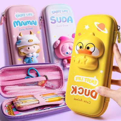 China New Style Super Large Capacity Cute Large Capacity Cute Kids Printing Student Pencil Case Stationery Box for sale