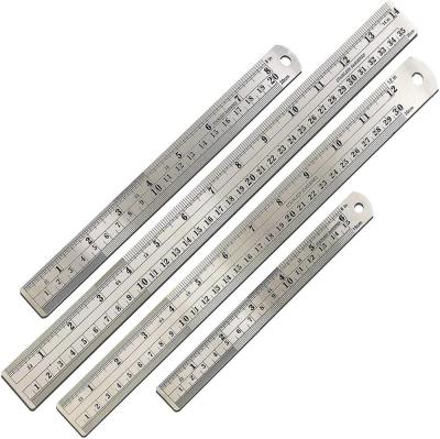 China School Office Stationery LULAND Steel Rulers, 4 Pieces (6, 8, 12, 14 inch) Stainless Steel Ruler Metal for sale