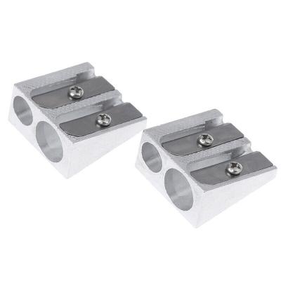 China LULAND Aluminum Sharpened Handy Double Hole Aluminum Stationery Pencil Sharpener 2Pcs for sale