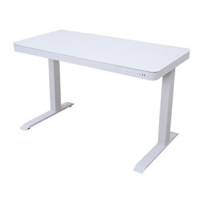 China Motor Adjustable White Simple Metal Height Adjustable Rising Computer Desks Freestanding Electric Escritorio for sale