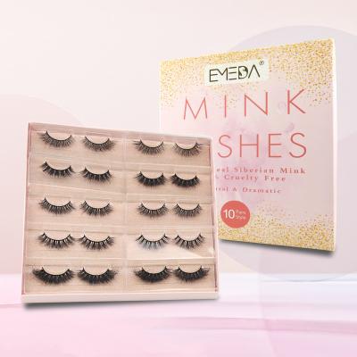 China 25-30 Periods Mink Eyelashes Vendor High Quality Shiny 6D 9D 18-22mm 100% Real Mink Strip Eyelashes Cruelty Free and Vegan Pairs 10/pack for sale