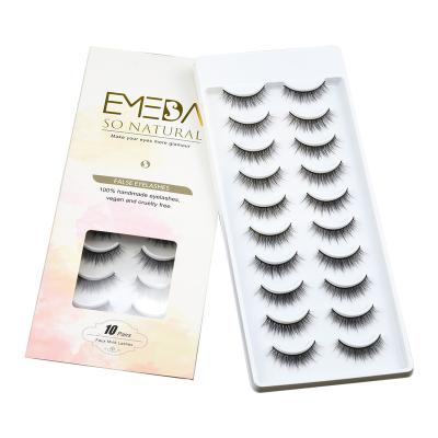 China SP65 10 pairs/set natural false lashes 3d faux mink eyelashes with wick box EMEDA paper maker in stock for sale