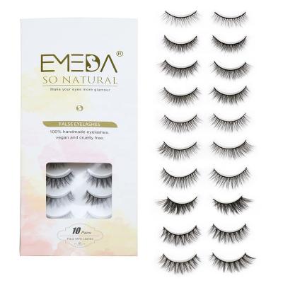 China Hot Selling Natural New Good Quality Cruelty Free False 3d Mink Eyelashes Style Private Label Faux Mink Eyelashes 10 Pairs/Pack for sale