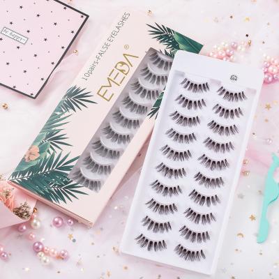 China EMEDA 004 Wholesale Custom 5pairs/10pairs 3D Fake Natural Hair Lashes Box With Glue And Wick Applicator In Stock for sale