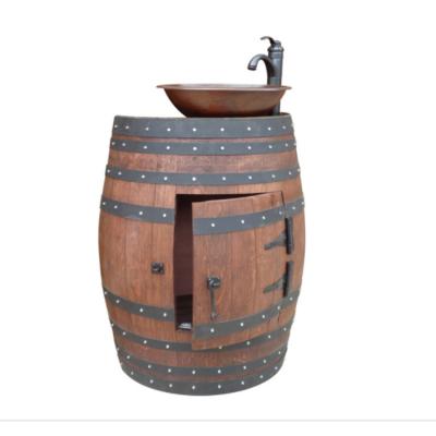 China Modern Bordeaux Oak French Wine Barrel Bathroom Vanity with Hammered for sale