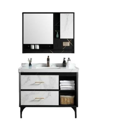 China 2021 Popular Modern Plywood Bathroom Furniture With Black Legs for sale