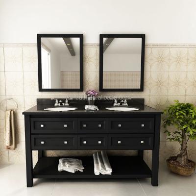 China Solid Wood CLASSIC Wooden Sink Double Used Luxury Vanity Bathroom Vanity Cabinet for sale