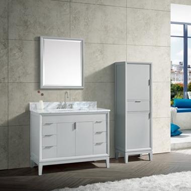 China Modern Dove Gray Wooden Bathroom Vanity Set with Side Cabinet for sale