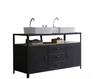 China Modern Black Classic Metal Frame Bathroom Cabinet Vanity Unit for sale