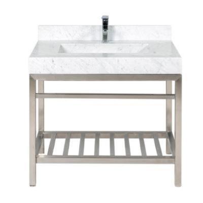 China Environmentally Friendly Marble Bathroom Vanity Sink Countertop With Stainless Steel Base for sale