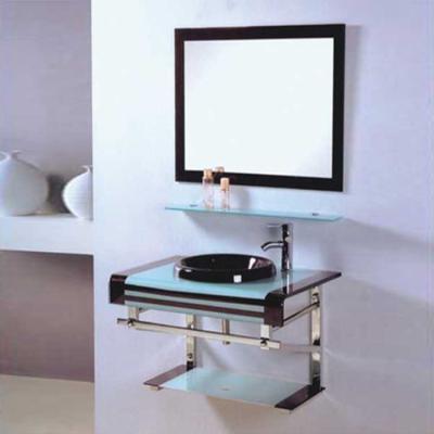 China 2018 Hot Sale Eco-friendly Bathroom Vanity Miniature Glass Sink With Mirror for sale