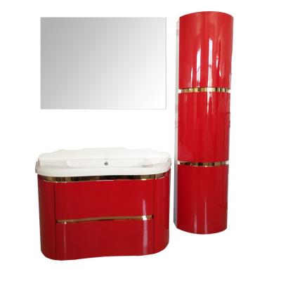 China High Quality Modern PVC Wall Mounted Bathroom Cabinet With LED Mirror for sale