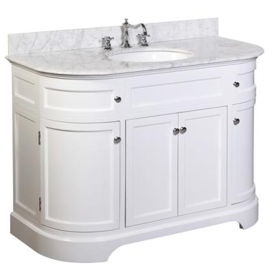 China Durable Modern White Bathroom Vanity With Marble Top Round Edge for sale