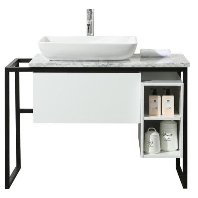 China Easy Cleaned Modern Stainless Steel Bathroom Vanity With Marble Top for sale