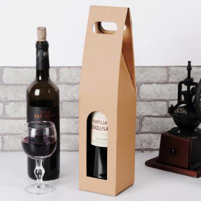 China Gift & Biodegradable Craft Box Kraft Paper Wine Packing Box With Handle Eco Friendly Packaging for sale