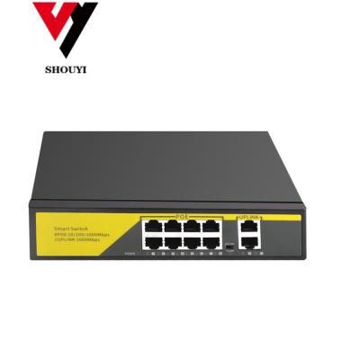 China Poe Surveillance Network 100m 8 Port Switch + 2 Port 100m Network Port Linked To IP Camera 8 + 2poe Switch for sale