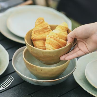 China 5.5 Inch Steel Ceramic Vintage Sustainable Arab Rust Style Unique Salad Bowl for sale