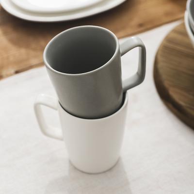 China Set 2 Piece 350ml Viable Nordic Matte White Coffee Mug Set 2 Gray Nordic Gift Set Couple Mug Coffee for sale