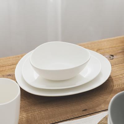 China Irregular Shape Viable Popular Matte Design Gray Ceramic Home Dinnerware Set for sale