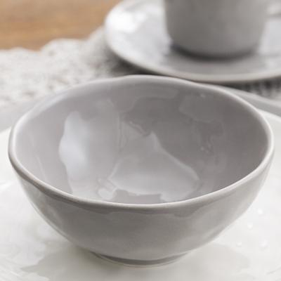 China Sustainable New Design Embossed Gray Gloss Food Serving Bowl 5