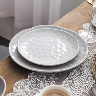 China Sustainable Nordic Style Large Ceramic Food Serving Serving Plate Irregular Outdoor Dishes for sale