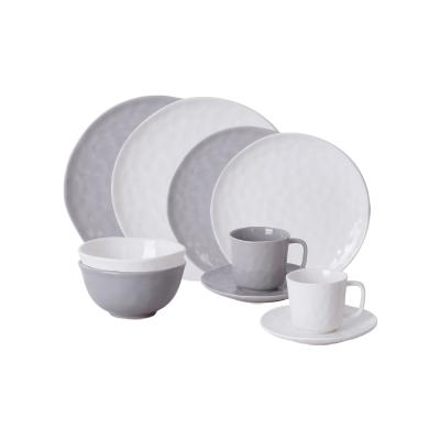 China Light Viable Special Irregular Uneven Luster Design Ceramic Dinner Set Of Dishes And Bowls for sale