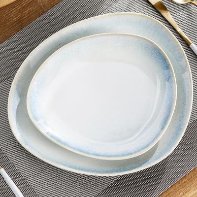 China The Viable Volume And Irregular Price Plates Of Cheap Irregular Shaped Blue Ceramic Plates for sale