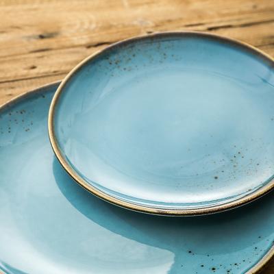 China Accept Viable Customize 8 Inch Round Shape Throw Point Plates Ceramic Dinner Dishes for sale