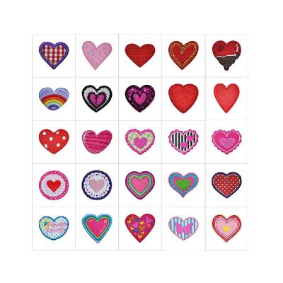 China Other Wholesale Custom Red Denim Apparel Jeans Rainbow Colorful Heart Embroidery Patches for sale