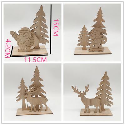 China Europe Wooden Festival Ornaments Santa Wooden Elks Tree Christmas Decorations Table Family Christmas Party Wooden Chips for sale